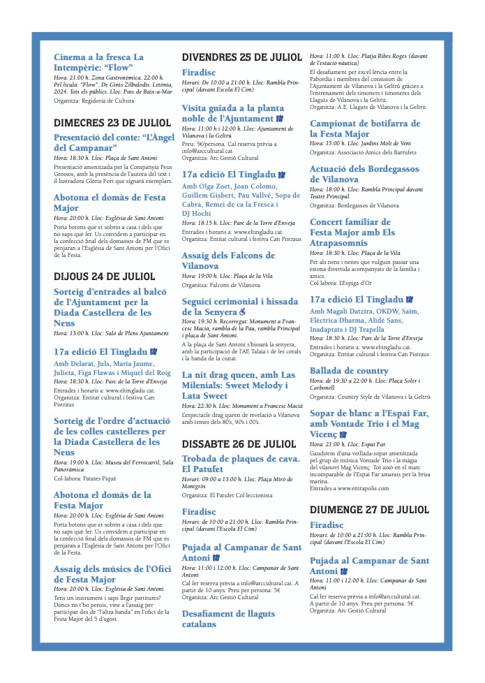 Programació festa major 2025 a Vilanova i la Geltrú - pàgina1